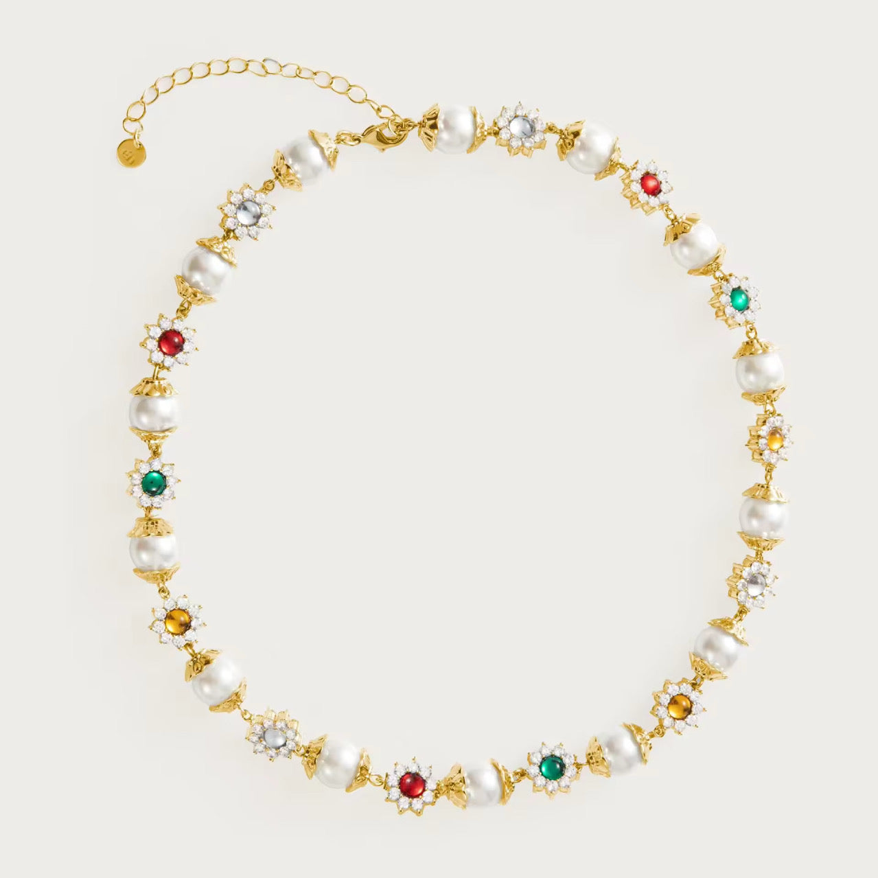Collier perles & pierres précieuses