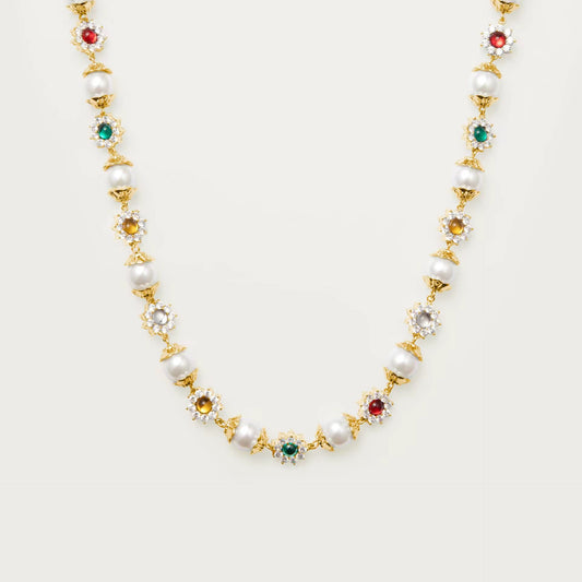 Collier perles & pierres précieuses