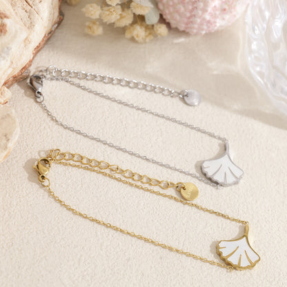 Bracelet feuille Ginkgo pavée et nacrée