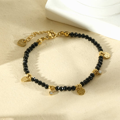 Bracelet Perles Noires & Médaillons – 5th Élément