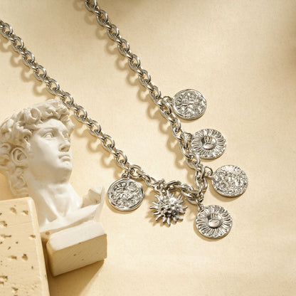 Collier 6 Pendentifs Soleil & Œil – 5th Élément