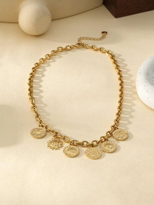 Collier 6 Pendentifs Soleil & Œil – 5th Élément