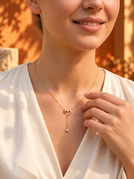 Collier Cœur Ajouré & Strass Suspendu – 5th Élément