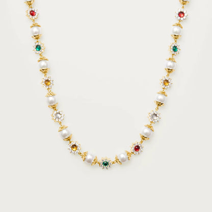 Collier perles & pierres précieuses