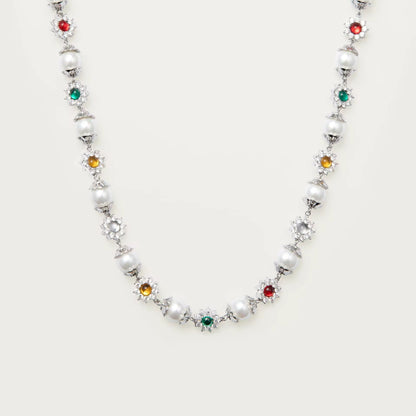 Collier perles & pierres précieuses